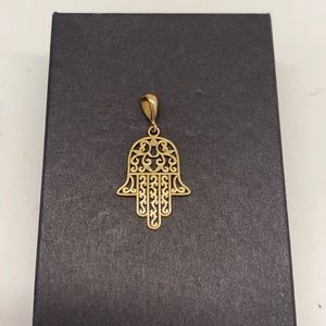 14K Solid gold Hamsa Pendant